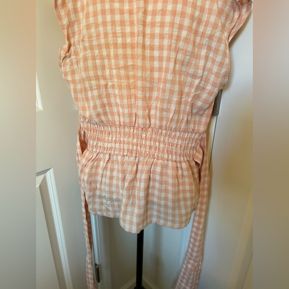 NWT Max Studio Peach Gingham Women's button down  sleeveless collared top - Picture 5 of 7